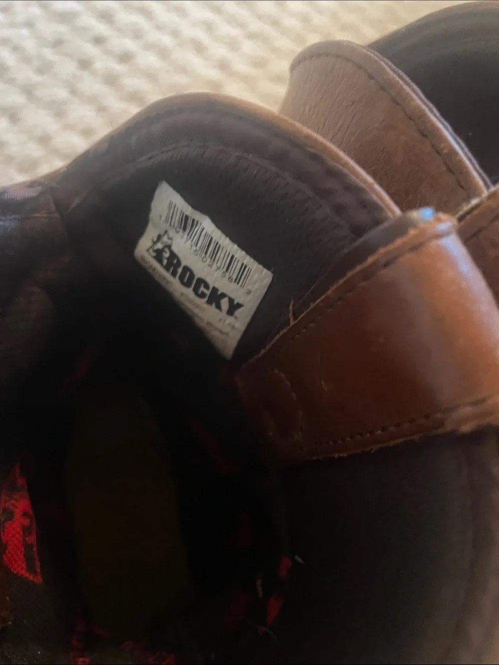 Boys Rocky Brown Leather Work Boots size 13.5